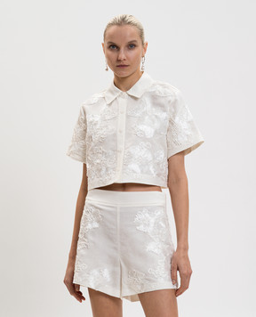 Simkhai Біла укорочена сорочка Callie Soutache з льоном 1262287SW