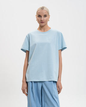 Twinset Голубая футболка с фактурным логотипом 261TT2450