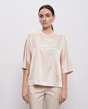 Peserico Бежева блуза із шовку з ланцюжком A068712372E