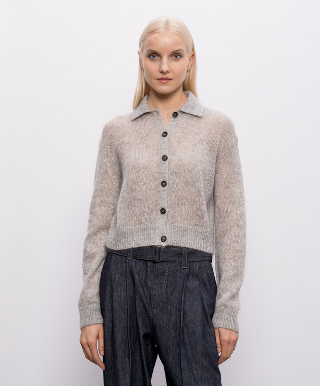 Brunello Cucinelli Сірий кардиган з вовни MBG775516P зображення 3
