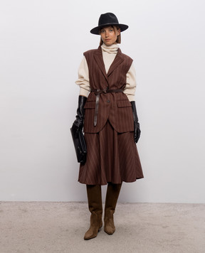 Brunello Cucinelli Коричневая юбка из шерсти MP554G4084