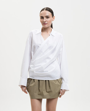 Balmain Белая блуза с драпировкой GF0HU491CG72