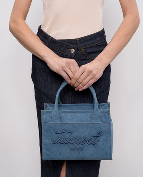 Twinset Синяя джинсовая сумка-тоут с вышивкой логотипа 261TB7290