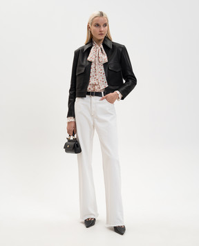 Babe Pay Pls Чорна шкіряна куртка з відкладним коміром 2424ИЗМAMAZON