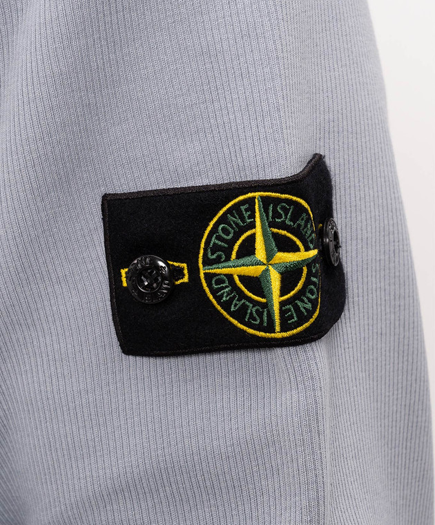 Stone Island Блакитний світшот в рубчик з патчем логотипа L2S156100017S0472 зображення 5