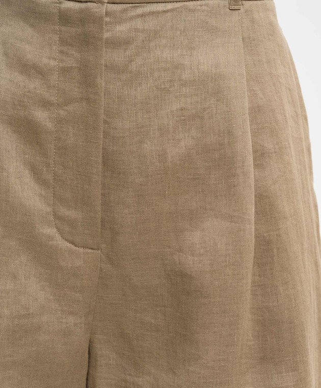 Max Mara Коричневые бермуды CARAVAN из льна MSTCARAVAN изображение 5
