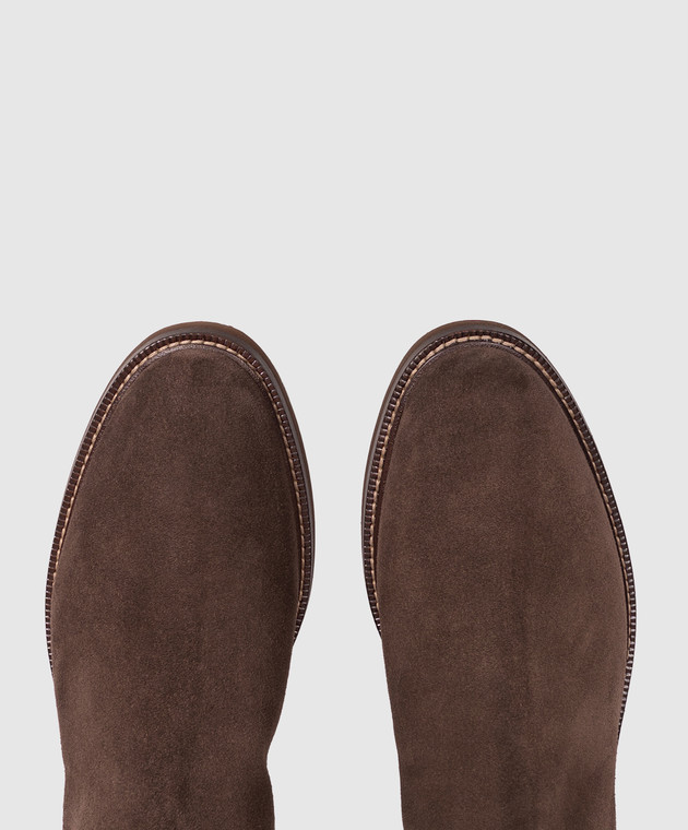Brunello Cucinelli Коричневые замшевые челси MZUSOLE818 изображение 4