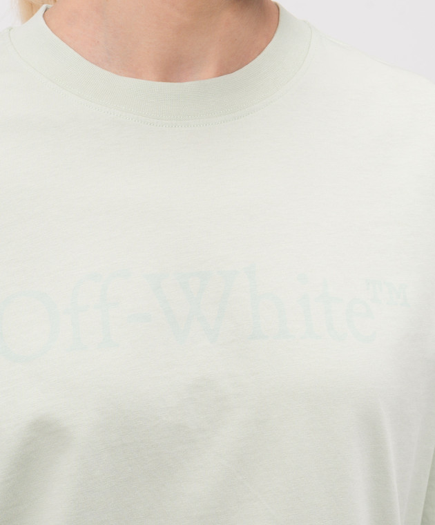 Off-White Зелена футболка з принтом логотипа 44MAA120S26J00H зображення 5