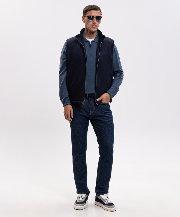 Canali Поло синього кольору з вовни MK01149C0572 зображення 2