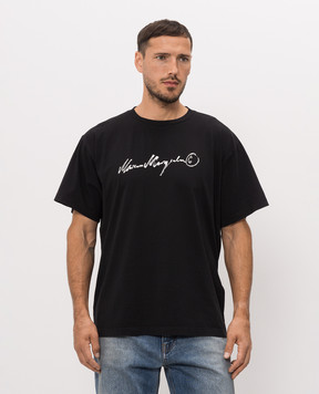 Maison Margiela MM6 Черная футболка с контрастным логотипом SH0GC0077M20258