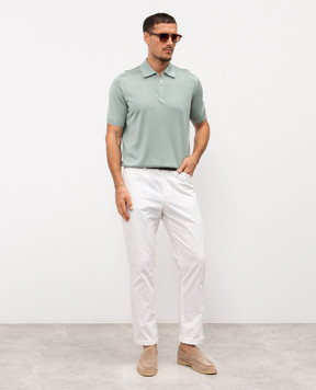 Stefano Ricci Зелене поло із шовку з вишивкою монограми логотипа K616215P31F26101