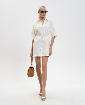 Twinset Белое платье с леном с вышивкой 261LM2MCC