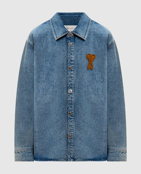 Ami Paris Синя джинсова сорочка з нашивкою UJK897DE0046w