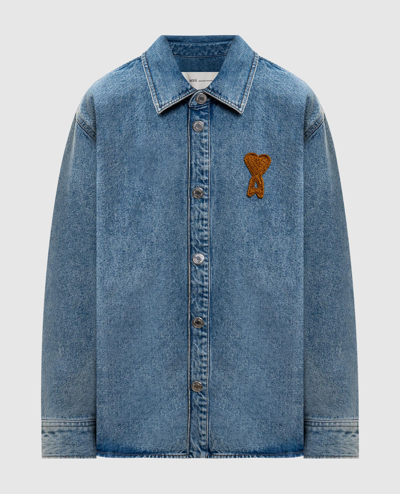 

Синяя джинсовая рубашка с нашивкой, Синий, Рубашки