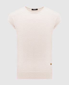 Balmain Топ цвета айвори из шерсти HF1ALB45KI87