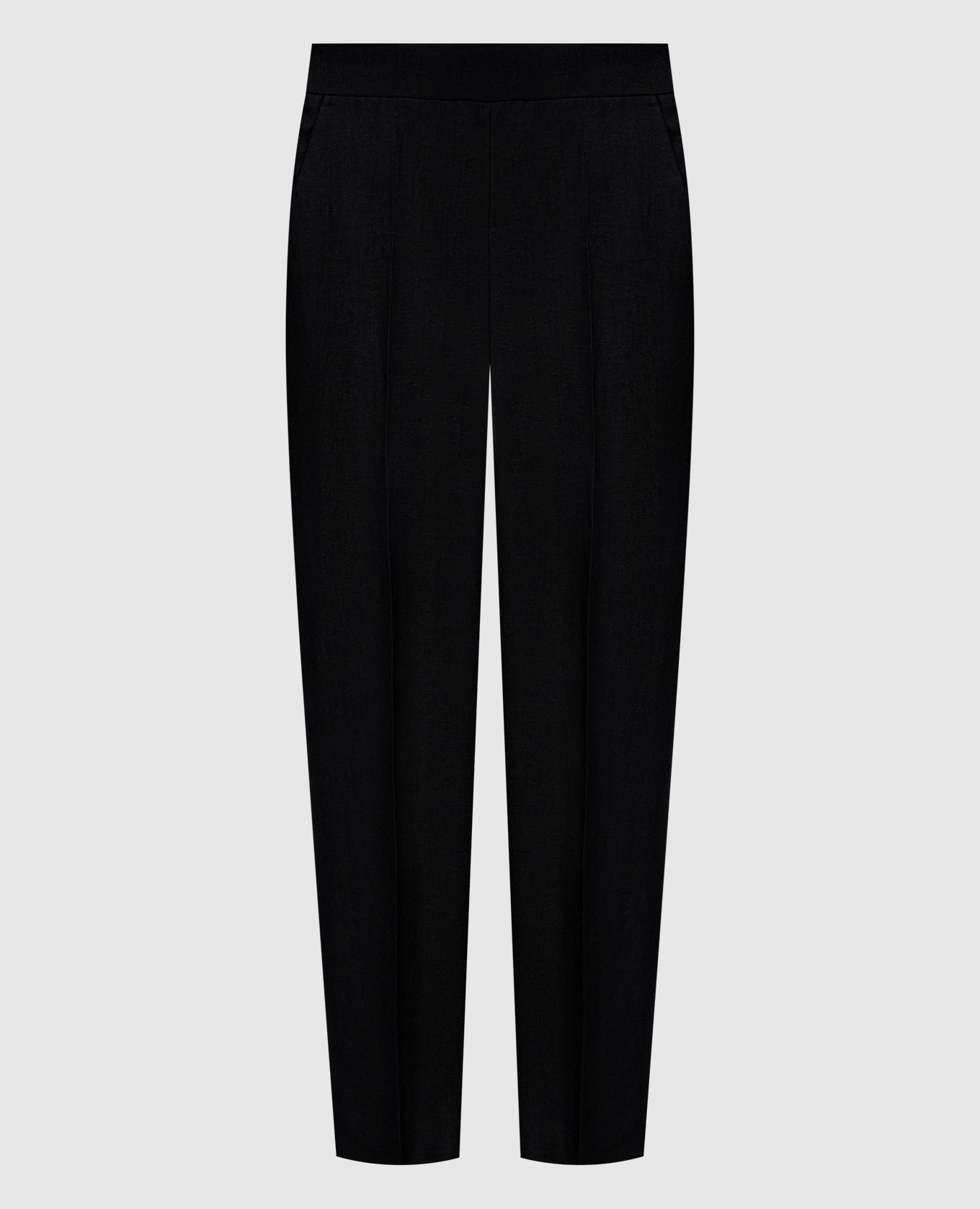 

Черные брюки из льна, Черный, Зауженные брюки