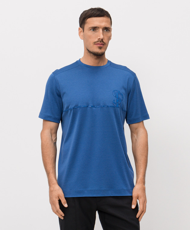 Stefano Ricci Синя футболка з шовком MVH6100140KATBP зображення 2
