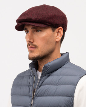 Brunello Cucinelli Бордовое кепи из шерсти и кашемира в узор MV4179945