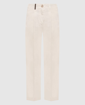 Peserico Брюки цвета айвори с брендовым патчем P04987T2300802