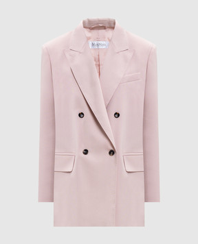 Max Mara Розовый двубортный жакет OMBROSA из шерсти и шелка MXMOMBROSA