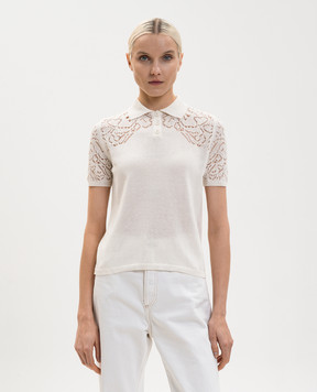 Max & Co Біле поло з ажурною вишивкою MCOLONZA