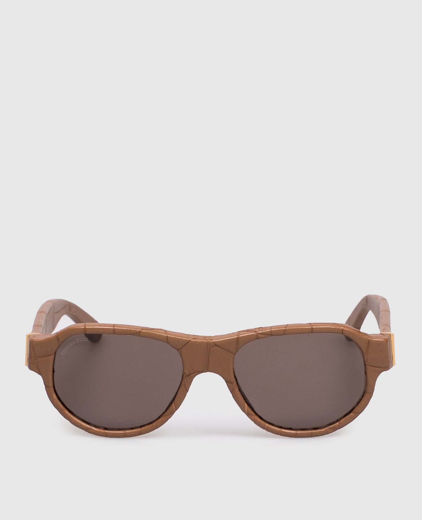 

Коричневые солнцезащитные очки из кожи крокодила, Коричневый, Солнцезащитные очки