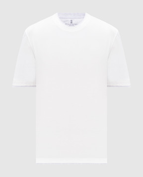 Brunello Cucinelli Белая футболка с эффектом наложения слоев M0B137427