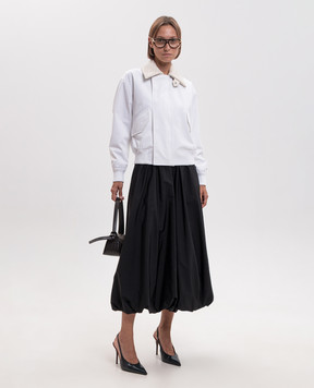 Bottega Veneta Біла куртка зі шкіряним коміром 869436V6KO0