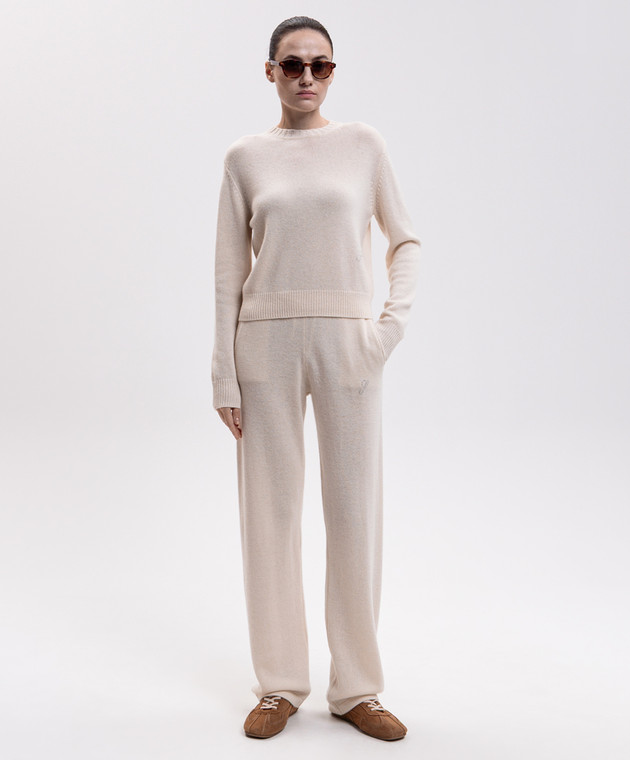 Sporty & Rich Брюки цвета айвори из кашемира и шерсти PA02782327CR01 изображение 2