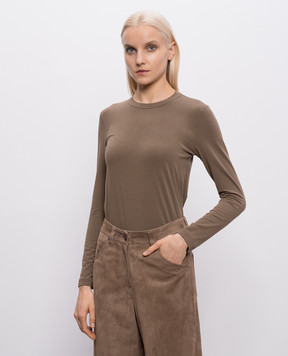 Brunello Cucinelli Коричневый лонгслив с цепочкой мониль MPT18B0107