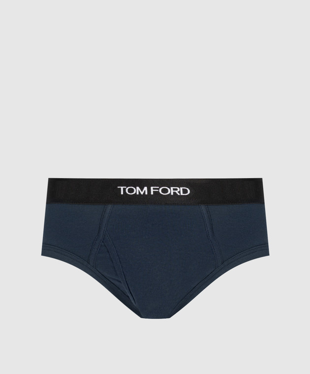 Tom Ford Синие трусы-брифы с узором логотипа T4LC11040