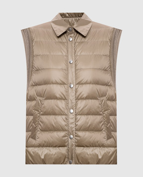Peserico Пуховий жилет кольору хакі з ланцюжком моніль A034622200N