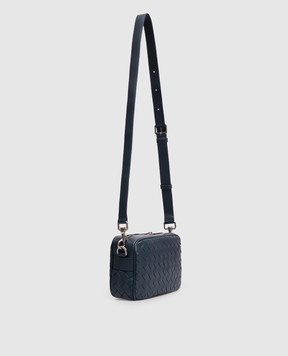 Bottega Veneta Синяя кожаная сумка с брендовым плетением 755923V2HL1