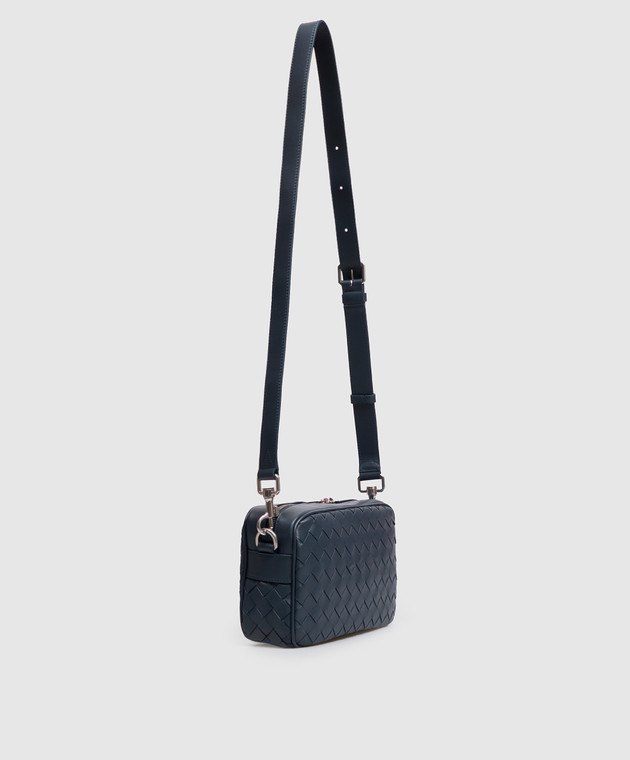 Bottega Veneta Синя шкіряна сумка з брендовим плетінням 755923V2HL1 зображення 3