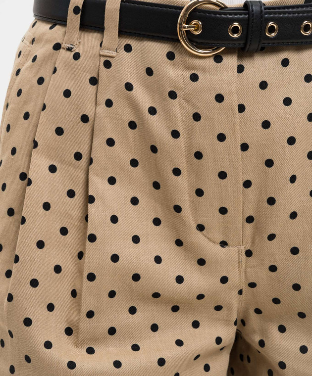 Max Mara Коричневые шорты NOVELLA со льном в горох MSTNOVELLA изображение 5