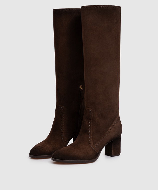Santoni Коричневые замшевые сапоги WSDH72382FOTNHHA изображение 2