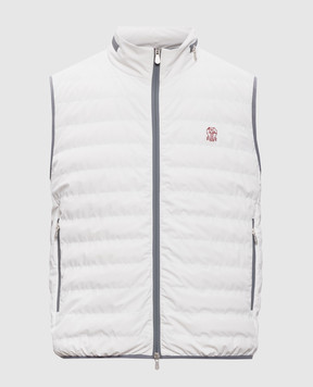 Brunello Cucinelli Белый пуховый жилет с вышивкой эмблемы MM49A7460G