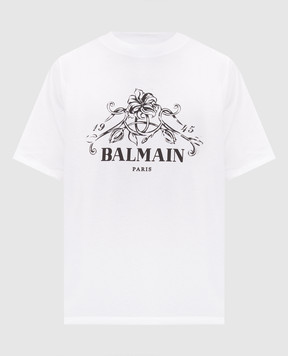 Balmain Белая футболка с принтом HH1EG275BD65