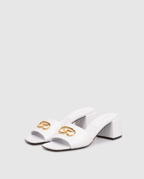 Sergio Rossi Білі шкіряні мюлі Surge з фактурною монограмою B11370MMVN13