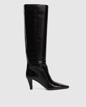 Saint Laurent Черные кожаные глянцевые сапоги JILL 839749AAEHW