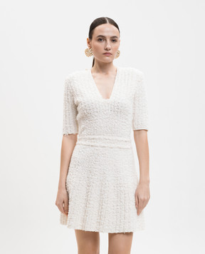Balmain Твидовое платье цвета айвори GF0R7485KJ89
