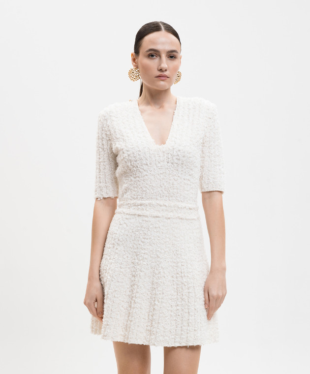 Balmain Твідова сукня кольору айворі GF0R7485KJ89 зображення 3
