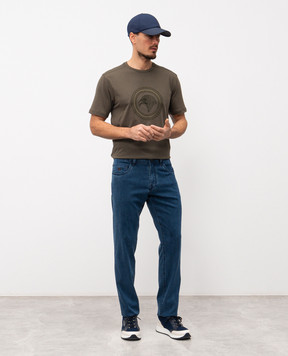 Stefano Ricci Футболка кольору хакі з вишивкою емблеми MNH6205260803