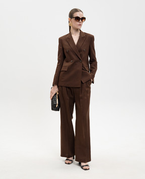 Twinset Коричневий двобортний жакет з льоном 261AP2323
