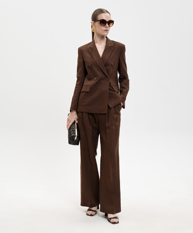Twinset Коричневый двубортный жакет с льном 261AP2323 изображение 2