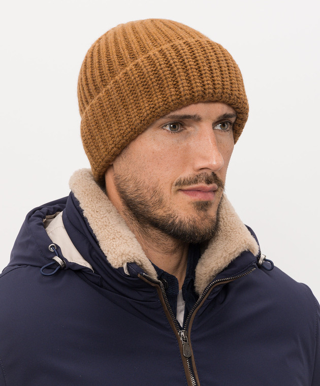 ISAIA Коричневая шапка из шерсти и кашемира BRK066Y0564 изображение 2