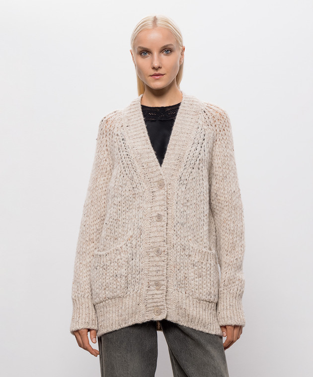 Ermanno Scervino Life Бежевый кардиган с шерстью альпаки D494N503IJT изображение 3
