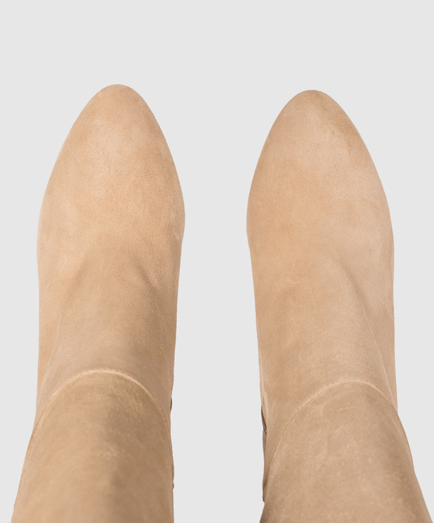 Stuart Weitzman Бежевые замшевые сапоги SO506 изображение 4