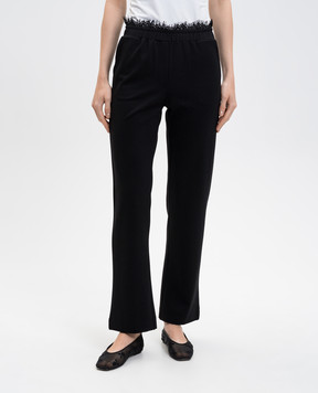 Twinset Чорні штани кльош з мереживом 252LL2JDD