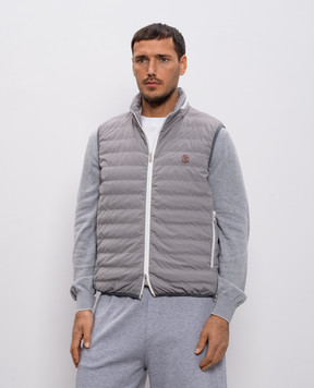 Brunello Cucinelli Серый пуховый жилет с эмблемой MM49A7460G